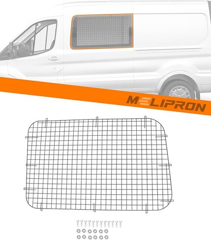 Rear Window Safety Screens Fit for 2015-2024 Ford Transit Medium Roof High Roof Van Metal Security Screen 2PCS Black in Kuwait