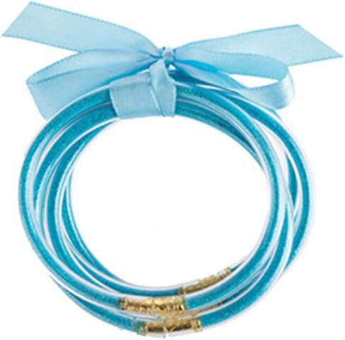 COLORFUL BLING Glitter Jelly Bangles Bracelets Set for Women Filled Silicone Party Bar Costume (C light blue) 8 inch in Kuwait