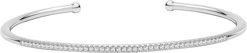14K White Gold Plated Silver Bangle Bracelet With 0.40 TCW Moissanite (D-E Color, Round Brilliant Shape, VS Clarity) Bracelet For Women, Gift For Her Jewelry For Women Comes With Gift Box in Saudi Arabia