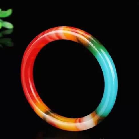 Natural Multicolor Jade Bangle for Women - Lucky Charm Bracelet, Elegant Stackable Jewelry with Gift Box in Saudi Arabia