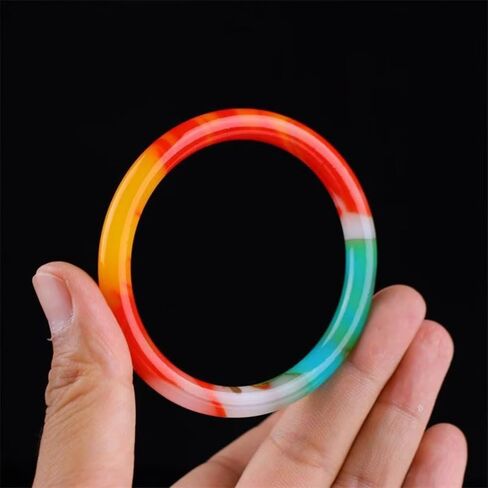 Natural Multicolor Jade Bangle for Women - Lucky Charm Bracelet, Elegant Stackable Jewelry with Gift Box in Saudi Arabia