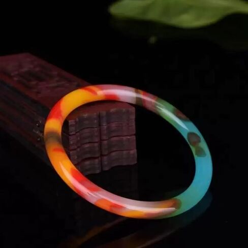 Natural Multicolor Jade Bangle for Women - Lucky Charm Bracelet, Elegant Stackable Jewelry with Gift Box in Saudi Arabia