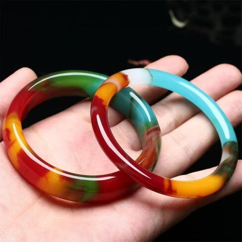 Natural Multicolor Jade Bangle for Women - Lucky Charm Bracelet, Elegant Stackable Jewelry with Gift Box in Saudi Arabia