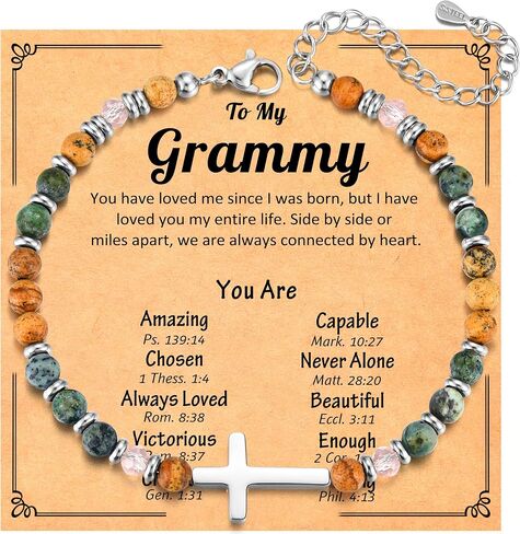 Mothers Day Gifts for Bonus Mom Grammy New Mom to Be, Christian Cross Beaded Bracelets, Religious Easter Baptism Christmas Stocking Stuffers Birthday Gifts for Women in Saudi Arabia