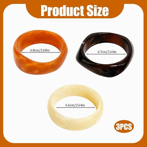 3 Pcs Resin Bangles for Women, Chunky Marble Texture Acrylic Bracelets, Dark Tone Stackable unique jewelry Bracelet Set for Christmas holiday gifts in Saudi Arabia