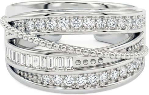 Gold-Plated Open Ring with Multi-Layered Baguette & Round Cubic Zirconia in Saudi Arabia