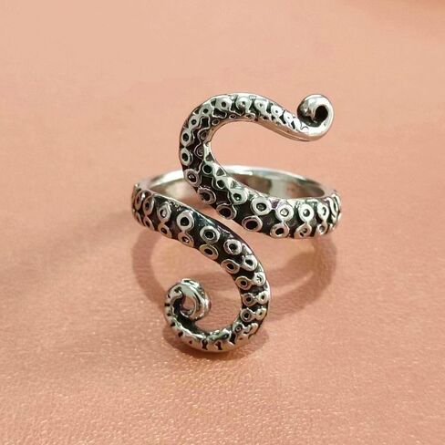 Gold Ring For Women, Irregular Ocean Octopus Tentacle Shape Adjustable Non Tarnish Ring Unique Stackable Trendy Original S Type Birthday Jewelry Gift in Kuwait