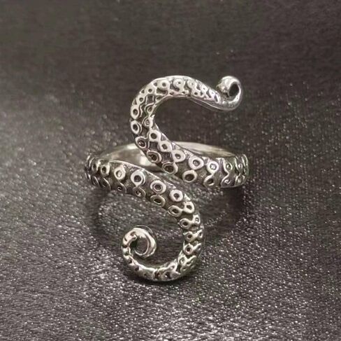 Gold Ring For Women, Irregular Ocean Octopus Tentacle Shape Adjustable Non Tarnish Ring Unique Stackable Trendy Original S Type Birthday Jewelry Gift in Kuwait