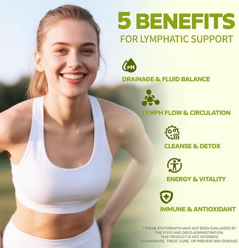 Lymphatic Drainage Supplement, Natural Herbal Blend with Echinacea, Dandelion, Burdock & Cleavers – Supports Lymphatic System, Fluid Balance and Immune Health | Non-GMO | Gluten-Free - 120 Capsules in Saudi Arabia
