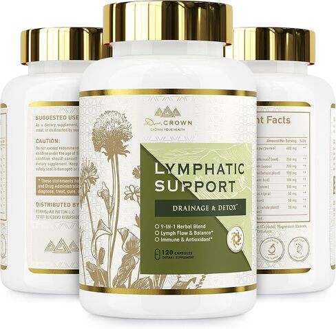 Lymphatic Drainage Supplement, Natural Herbal Blend with Echinacea, Dandelion, Burdock & Cleavers – Supports Lymphatic System, Fluid Balance and Immune Health | Non-GMO | Gluten-Free - 120 Capsules in Saudi Arabia