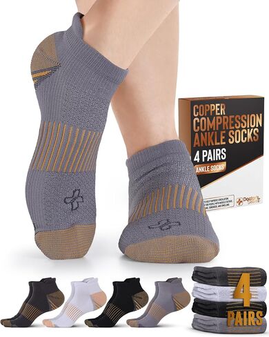 Doctor's Select Copper Ankle Compression Socks for Women and Men - 4 Pairs | Athletic Running Plantar Fasciitis Socks in Saudi Arabia