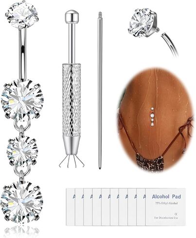 G23 Titanium Dangle Belly Button Rings for Women Sparkling CZ Navel Rings 14G Internally Threaded Belly Piercing Jewelry Teardrop Dangling Belly Rings Gold/Silver in Saudi Arabia