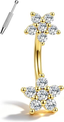 COCHARM Minimalist Flower Rook Piercing Jewelry, 16G 5A CZ Eyebrow Piercing, Stainless Steel Rook Lobe Earrings 6/8MM in Kuwait