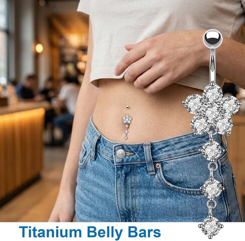 5PCS Dangle Belly Button Rings, Comfortable Body Jewelry for Sensitive Skin, Versatile Navel Piercing Jewelry for Daily Wear, Belly Rings for Women in Saudi Arabia