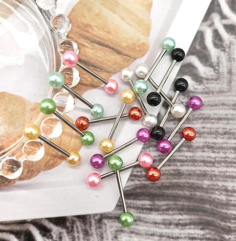 48Pcs 14G Glow in Dark Flexible Stainless Steel Straight Tongue Barbell Nipple Ring Retainer Piercing Jewelry for Women Men 16mm Bar in Saudi Arabia