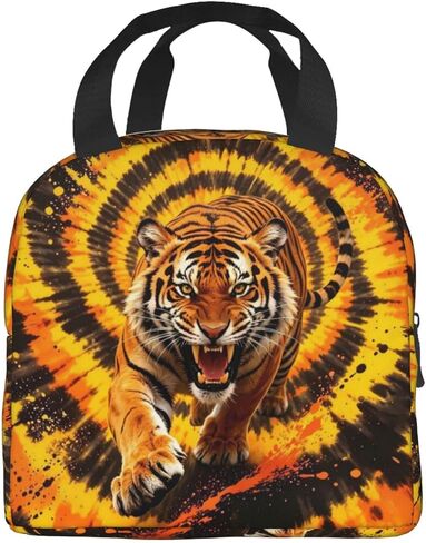 American Lion Lunch Bag Reusable Zipper Closure Leakproof Insulated Tie Dye Lunch Box Cooler Tote Bag Food Container Snack Bag for Work Travel Office Outdoor in Saudi Arabia
