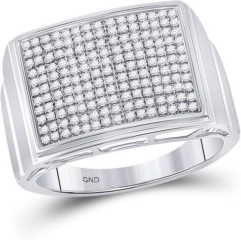Jewels By Lux Sterling Silver Mens Round Diamond Rectangle Cluster Ring 1/4 Cttw, Mens Size: 8-12 in Kuwait