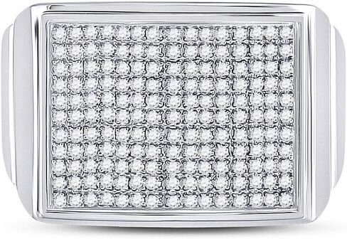 Jewels By Lux Sterling Silver Mens Round Diamond Rectangle Cluster Ring 1/4 Cttw, Mens Size: 8-12 in Kuwait