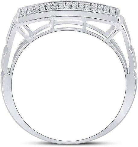 Jewels By Lux Sterling Silver Mens Round Diamond Rectangle Cluster Ring 1/4 Cttw, Mens Size: 8-12 in Kuwait