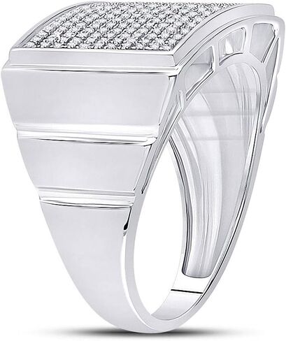 Jewels By Lux Sterling Silver Mens Round Diamond Rectangle Cluster Ring 1/4 Cttw, Mens Size: 8-12 in Kuwait