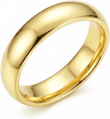 14K Gold Plated Rings for Men Women 7MM Width Wedding Band Men Women Simple Minimalist Rings 14K Gold Plated High Polished Comfort Fit Ring Size 5 in Saudi Arabia