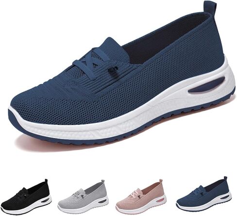 Women's Breathable Knit Slip-On Walking Shoes 2026 Summer Orthopedic Walking Shoes Casual Backless Sneakers Dressy Flat Clogs Tennis Mules Lightweight Arch Support in Saudi Arabia