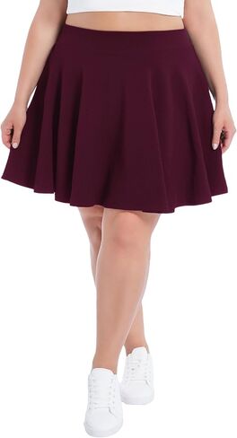 SEKINO Women's Plus Size Mini Skirts Basic Versatile Skorts with Pockets Stretchy Flared Pleated Casual Skirt Built in Shorts in Saudi Arabia