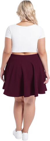 SEKINO Women's Plus Size Mini Skirts Basic Versatile Skorts with Pockets Stretchy Flared Pleated Casual Skirt Built in Shorts in Saudi Arabia