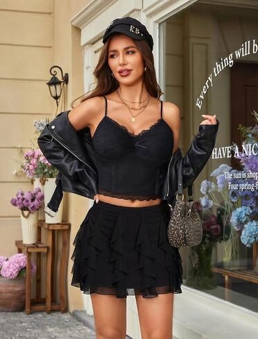 تنورة Avidlove النسائية القصيرة ذات الطبقات المكشكشة الشبكية الواسعة Y2K تنورة صيفية قصيرة XS-XXL in Kuwait