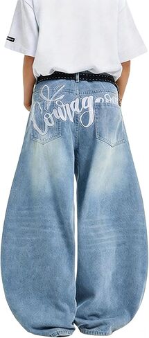 Men's Baggy Jeans Wide Leg Denim Pants Loose Fit Casual Trousers Skater Jeans for 2026 in Saudi Arabia