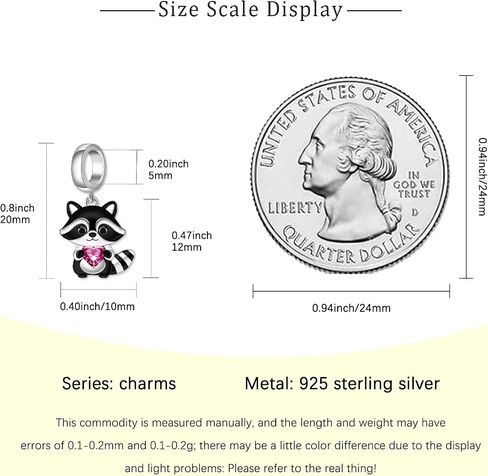 Cute Raccoon Charms for Bracelet - 925 Sterling Silver Raccoon Heart Charms Bead for Animal Lovers Dainty Animal Gifts Jewelry for Women in Saudi Arabia