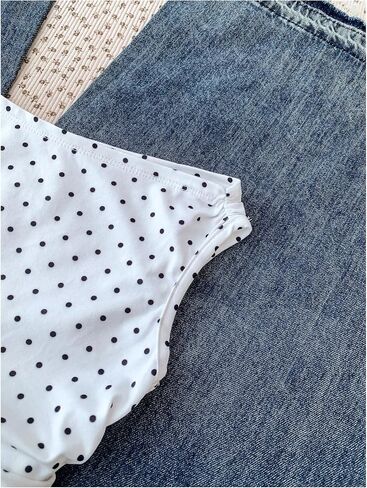 GORGLITTER Girl's Polka Dots Crop Tops Y2K Off The Shoulder Ruched Cinched Waist Tank Top Trendy Fashion in Kuwait
