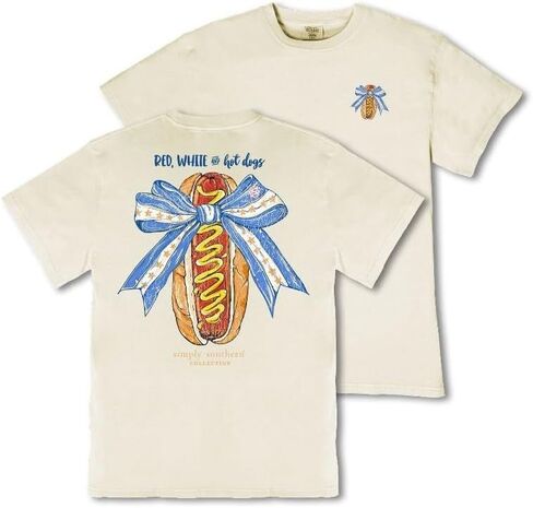 Simply Southern Red, White and Hot Dogs - Bow - Youth T-Shirt in Kuwait