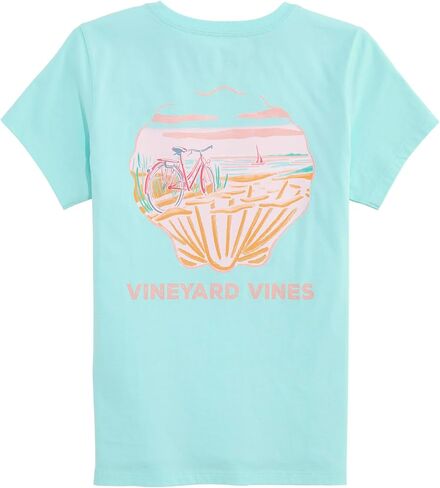 تي شيرت للفتيات من Vineyard Vines بأكمام قصيرة وجيب على شكل صدفة ذات مناظر طبيعية خلابة in Kuwait