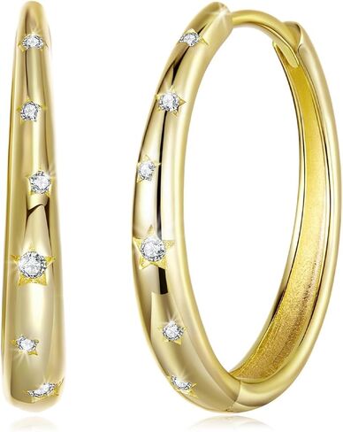 Big Hoop Earrings for Women Star Silver/Gold Plated Earrings Hypoallergenic Earring for Women Gifts in Kuwait