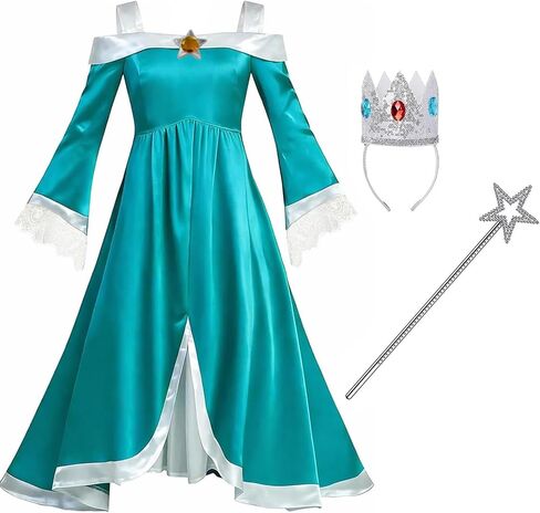 Girls Princess Costume One Shoulder Fancy Dress Gowns with Accessories for Halloween Cosplay in Saudi Arabia
