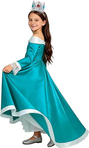 Girls Princess Costume One Shoulder Fancy Dress Gowns with Accessories for Halloween Cosplay in Saudi Arabia