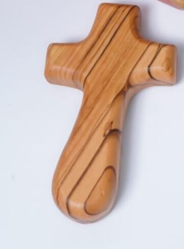LandOfChrist Holy Land Olive Wood Holding/Comfort Cross Also Known as Palm or Hand Cross for Adult Olive Wood Gifts pocket crosses for Christians wood prayer cross comfort palm cross, Standard in Saudi Arabia