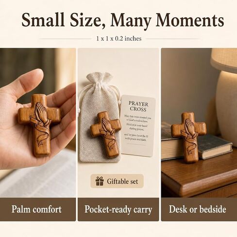 Usyios 10 Pack Prayer Cross Set, Acrylic Worry Crosses with Cards and Mesh Bags, Comfort for Stress and Anxiety Relief, Pocket Gift in Saudi Arabia