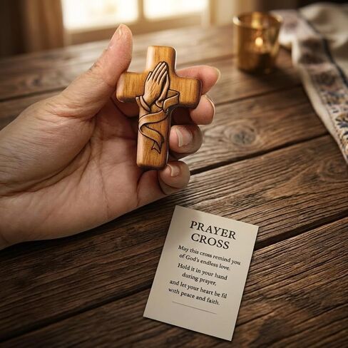 Usyios 10 Pack Prayer Cross Set, Acrylic Worry Crosses with Cards and Mesh Bags, Comfort for Stress and Anxiety Relief, Pocket Gift in Saudi Arabia