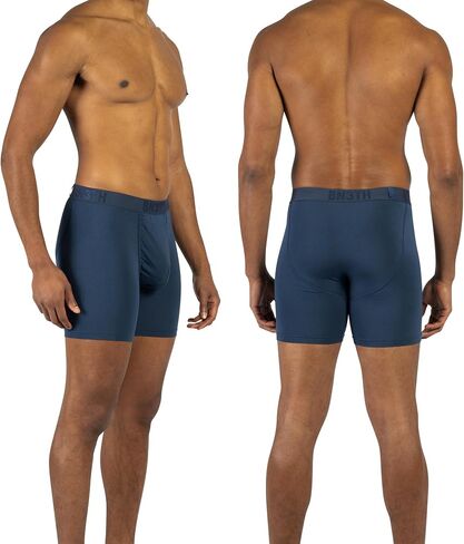 BN3TH Men's Classic Icon Boxer Briefs with 3-D Pouch - Breathable, Anti-Chafing, Ultra-soft, Sustainable, Premium Athletic Underwear, No-Roll Waistband, 3 pk, 6.5" inseam (Navy, Medium) in Saudi Arabia
