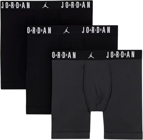 ملابس داخلية للرجال من Nike Jordan Flight مصنوعة من القطن القابل للتمدد مكونة من 3 قطع، رمادي دخاني داكن (رمادي)/أسود، JM0622-G9Q، ملابس داخلية، سراويل داخلية in Kuwait
