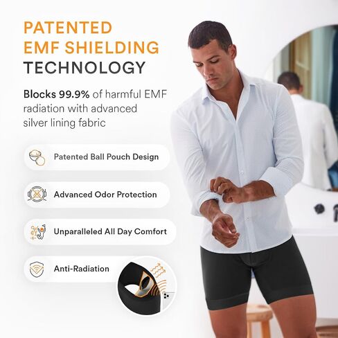 All Citizens Apex E M F Blocking Boxer Briefs for Men, Patented Ball Pouch Design, Anti Odor Silver Fabric, No Ride Up Legs in Saudi Arabia