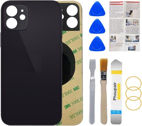 Back Glass Replacement Compatible with iPhone 12 6.1-Inches with Repairing Kit and Installation Instruction (Black) in Kuwait