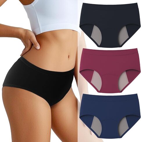 Incontinence Underwear for Women, Washable Leak Proof Underwear for Bladder Leak & Postpartum Protection, Reusable Women's Cotton Period Panties 3 Pack, XX-Large in Saudi Arabia