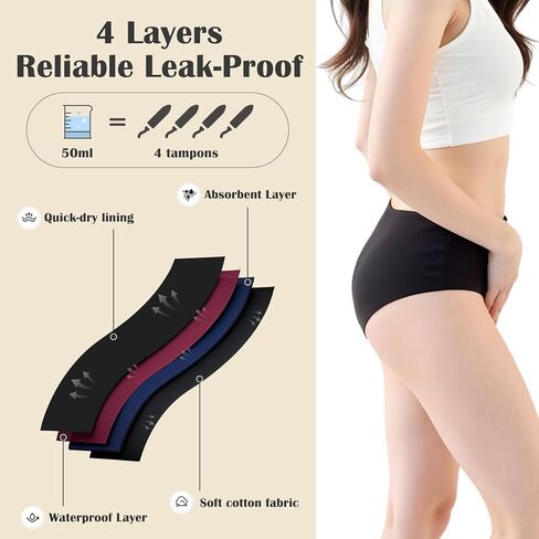 Incontinence Underwear for Women, Washable Leak Proof Underwear for Bladder Leak & Postpartum Protection, Reusable Women's Cotton Period Panties 3 Pack, XX-Large in Saudi Arabia