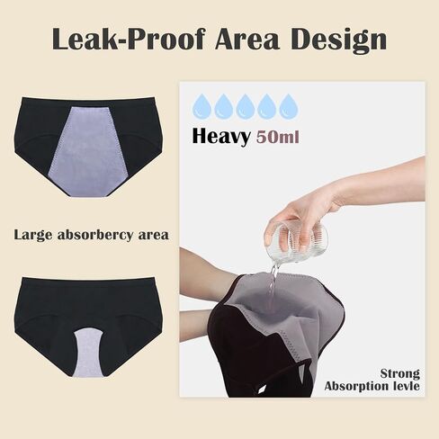Incontinence Underwear for Women, Washable Leak Proof Underwear for Bladder Leak & Postpartum Protection, Reusable Women's Cotton Period Panties 3 Pack, XX-Large in Saudi Arabia