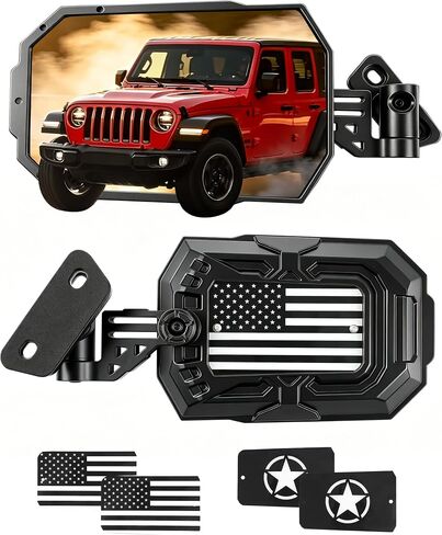 Aluminum Wrangler Mirrors Doors Off Compatible with 2007-2018 JK JKU, Wider Vision Foldable Side Mirrors with Replacement Kit Anti-Shake Easy Install Door On/Off JK Mirror with 4 Pcs DIY PC Cards in Saudi Arabia