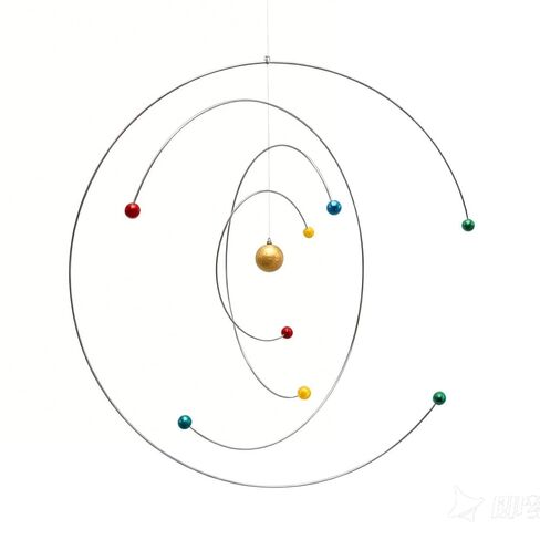 Solar System Hanging Mobile - Kinetic Art Decor with 8 Planets & Semi-Circular Iron Rings, Educational Astronomy Mobile for Bedroom, Classroom, Office, Garden & Living Room Gift in Saudi Arabia