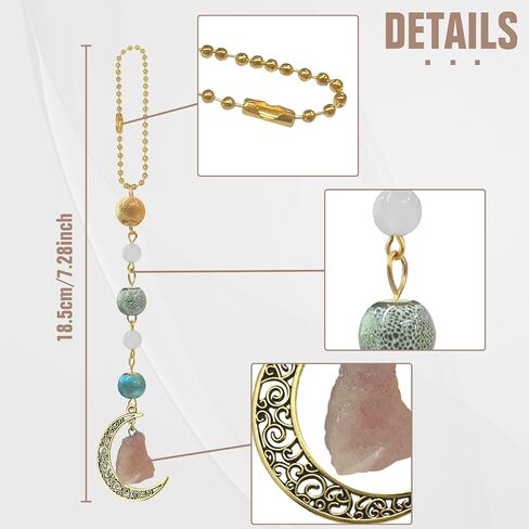 Boho Moon Hanging Car Charm, Crystal Rearview Mirror Pendant, Car Decor for Women, Cute Ceramic Accessory in Saudi Arabia